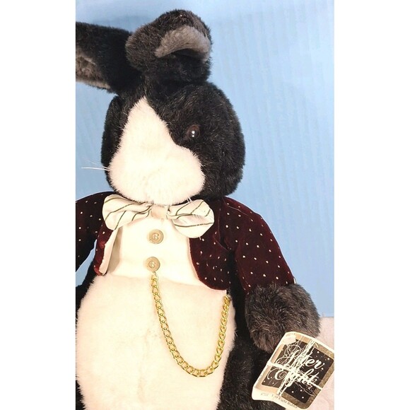 Applause VTG 1986 AFTER EIGHT Rabbit Plush Stuffed Animal Toy Tuxedo Bow Chain - Picture 3 of 12